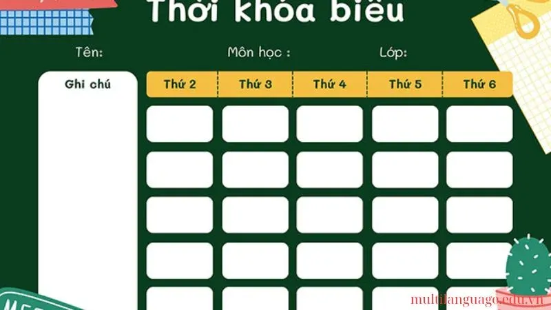 trang trí thời khóa biểu 21