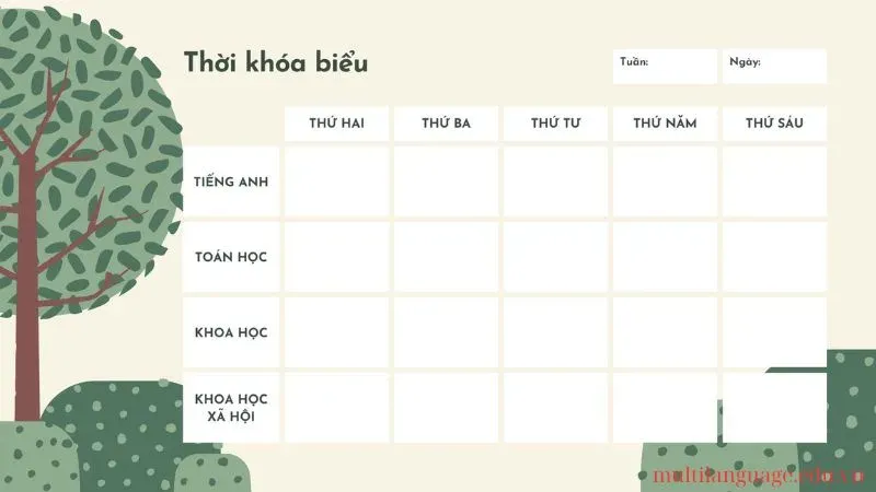 trang trí thời khóa biểu 26