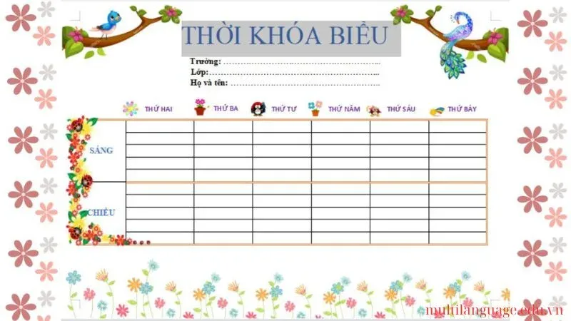 trang trí thời khóa biểu 8