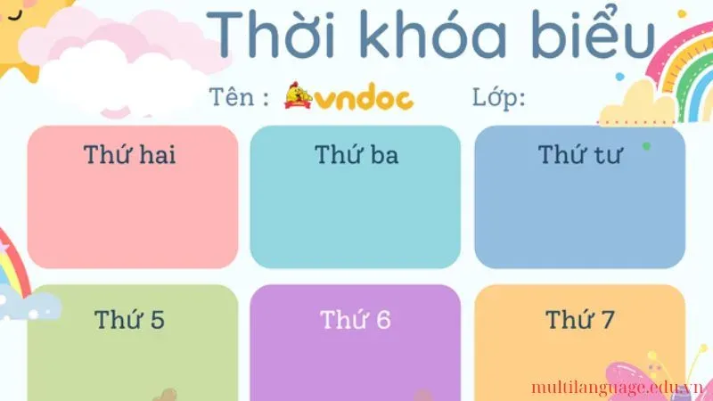 trang trí thời khóa biểu 30