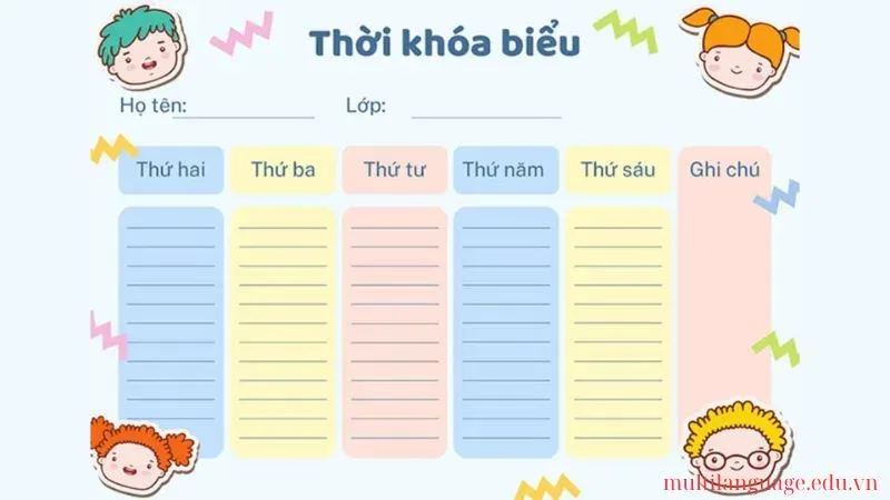 trang trí thời khóa biểu 3