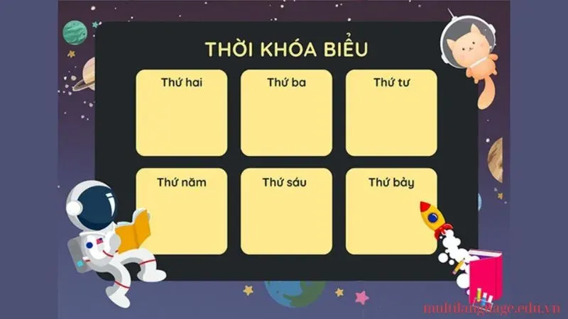 trang trí thời khóa biểu 6