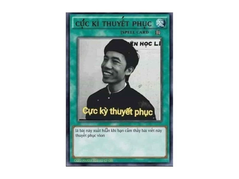 Thử sức với meme thẻ bài yugioh, trò chơi hài hước cho fan.