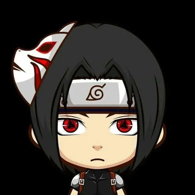 Hình itachi sharingan nổi bật với ánh mắt đầy quyền lực.