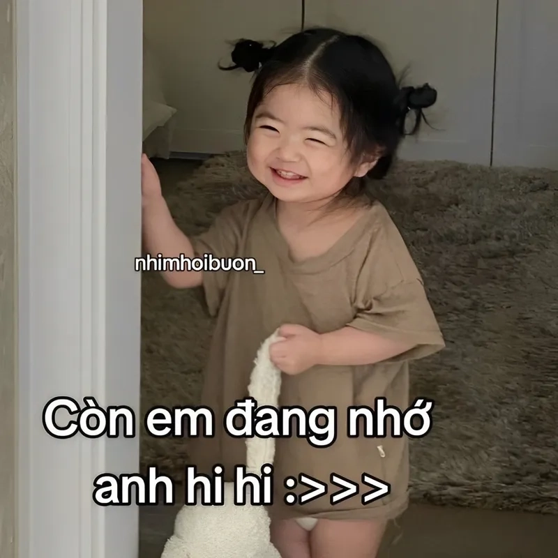 Meme em nhớ anh thể hiện nỗi nhớ qua cách đáng yêu.