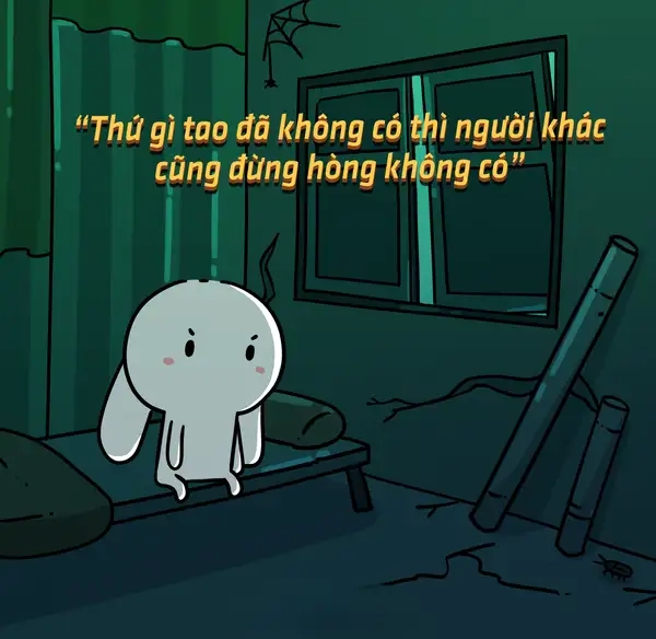 Meme thỏ hồng khóc này tạo nên một cảm xúc rất chân thật và dễ mến.