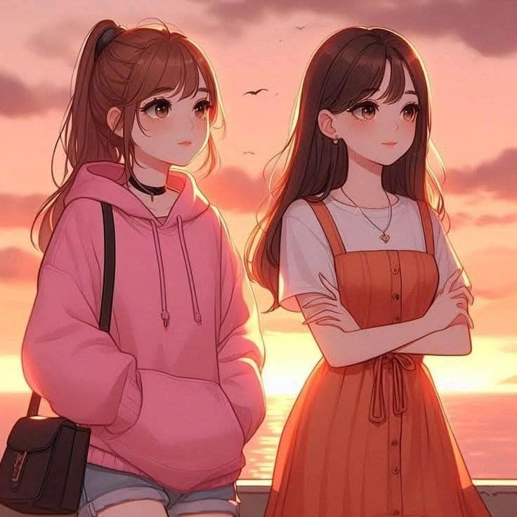 Lạ mắt với ảnh anime đôi bạn thân nữ ngầu