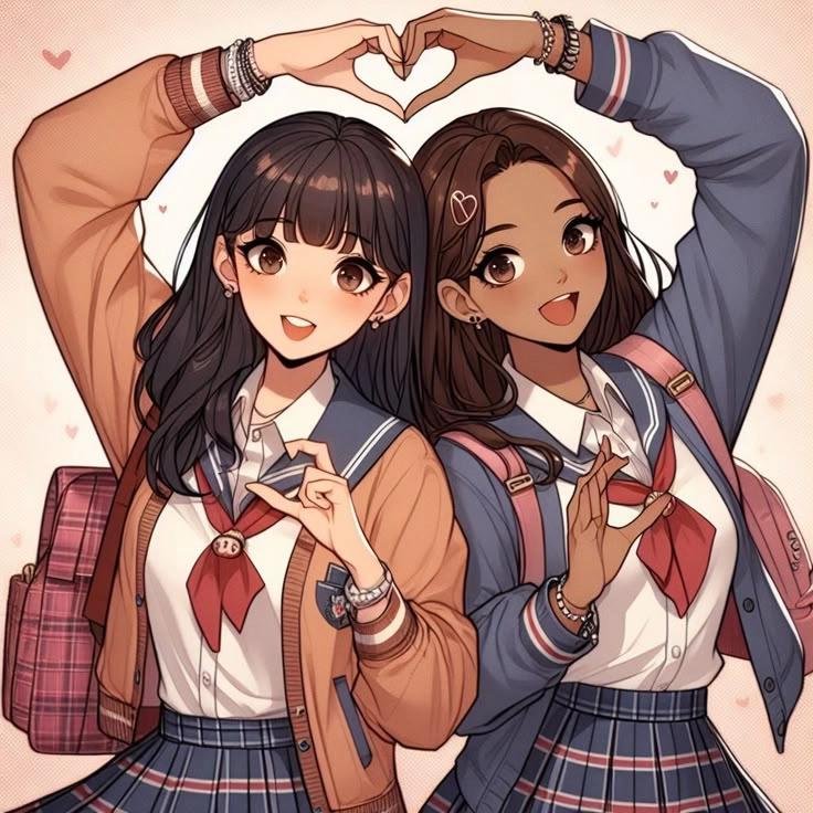 Hợp cạ với hình ảnh 2 người bạn thân anime nữ