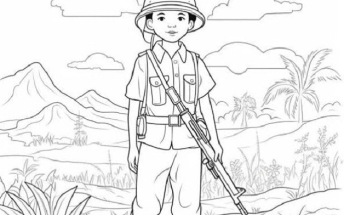 Lưu giữ kỷ niệm với tranh ảnh chú bộ đội đậm tình