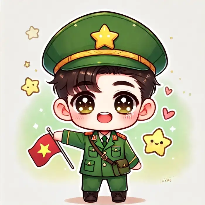 Tải ngay hình ảnh chú bộ đội chibi cute dễ thương