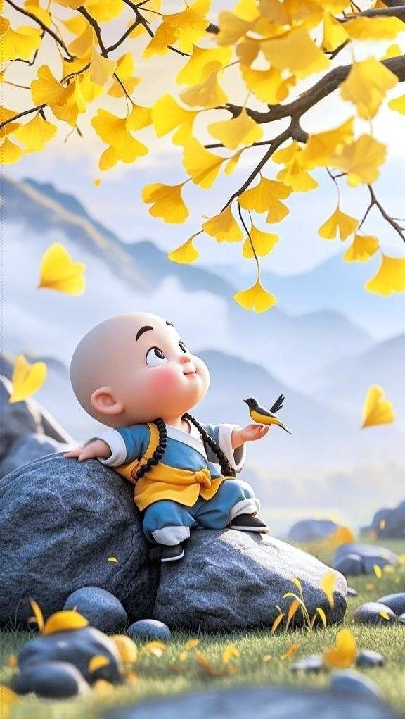 Thư giãn với hình ảnh chú tiểu đáng yêu đầy ý nghĩa
