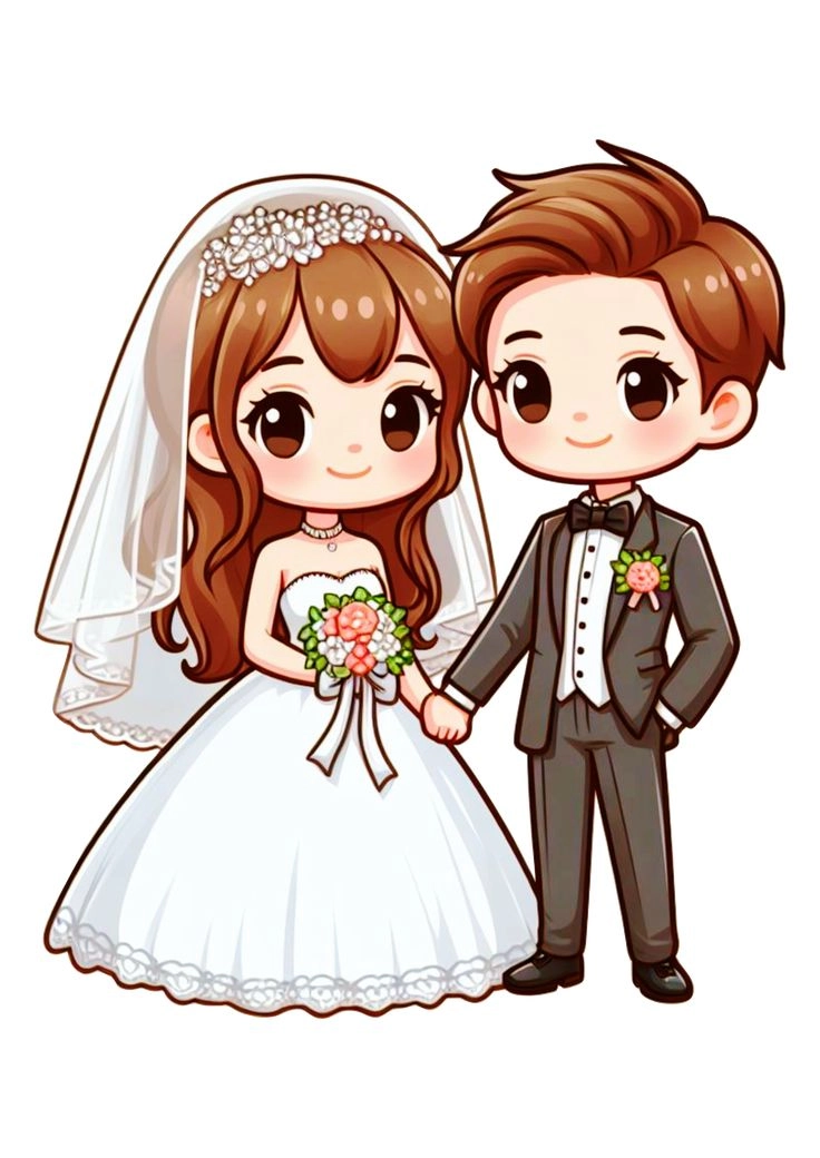 BST chibi dâu rể dễ thương cho ngày cưới