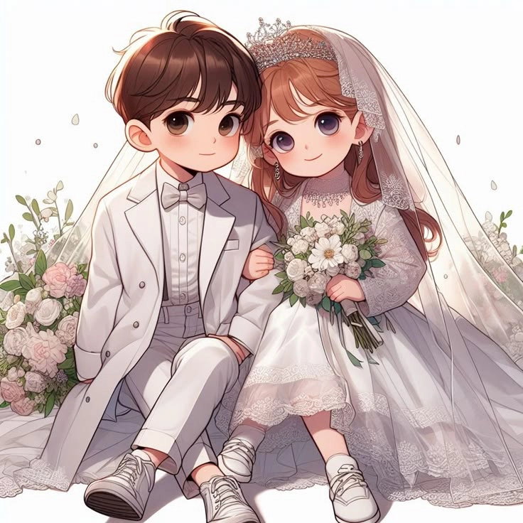 Ý tưởng vẽ cô dâu chú rể chibi cực xinh