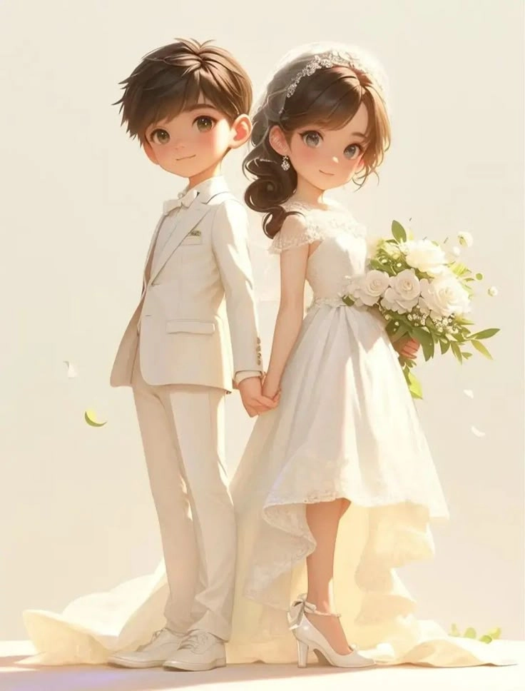 Đắm chìm trong hình ảnh cô dâu chú rể chibi dễ mến
