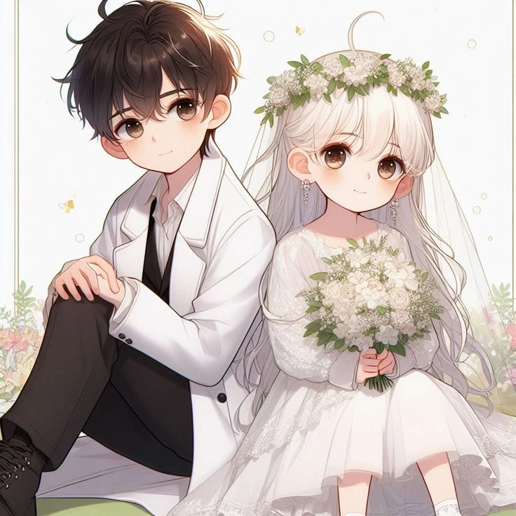 Cập nhật cô dâu chú rể chibi png đáng yêu