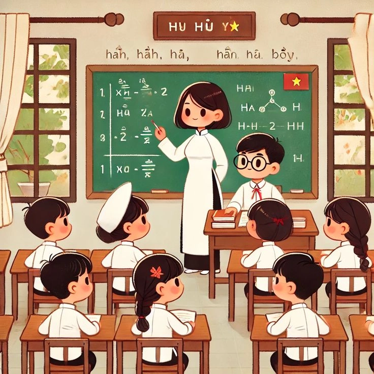 Khoảnh khắc giảng dạy với hình ảnh cô giáo dạy học sinh