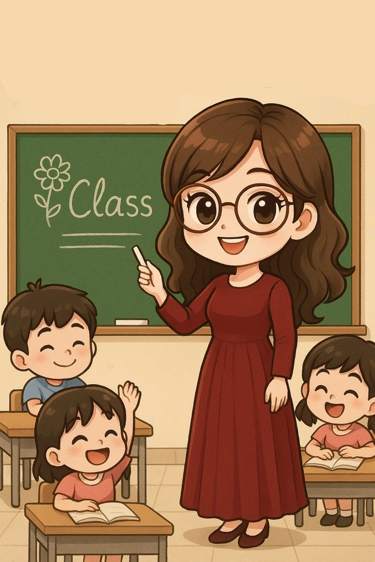 Tập trung và tận tâm trong hình ảnh cô giáo đang giảng bài