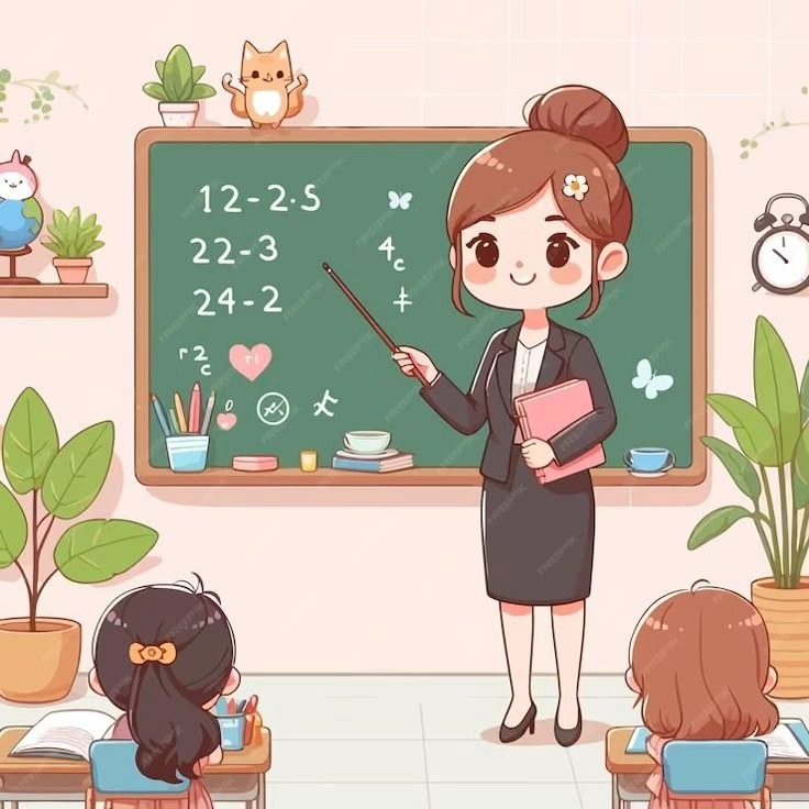 Học tập vui vẻ với ảnh cô giáo dạy học sinh