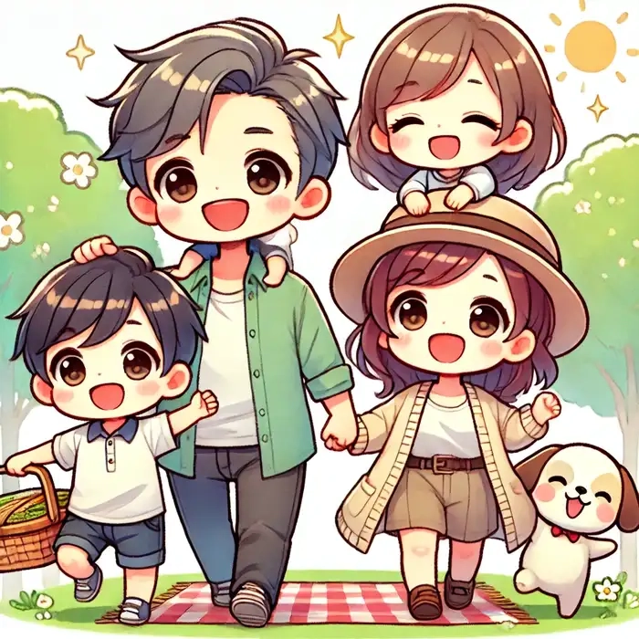 Cả nhà siêu dễ thương trong ảnh gia đình chibi
