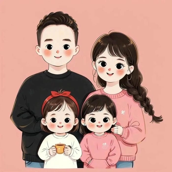 Cảm xúc chân thực trong hình ảnh gia đình 4 người anime