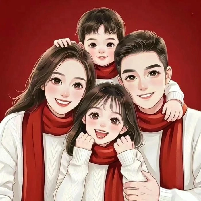 Ngập tràn niềm vui từ hình ảnh gia đình 4 người hạnh phúc