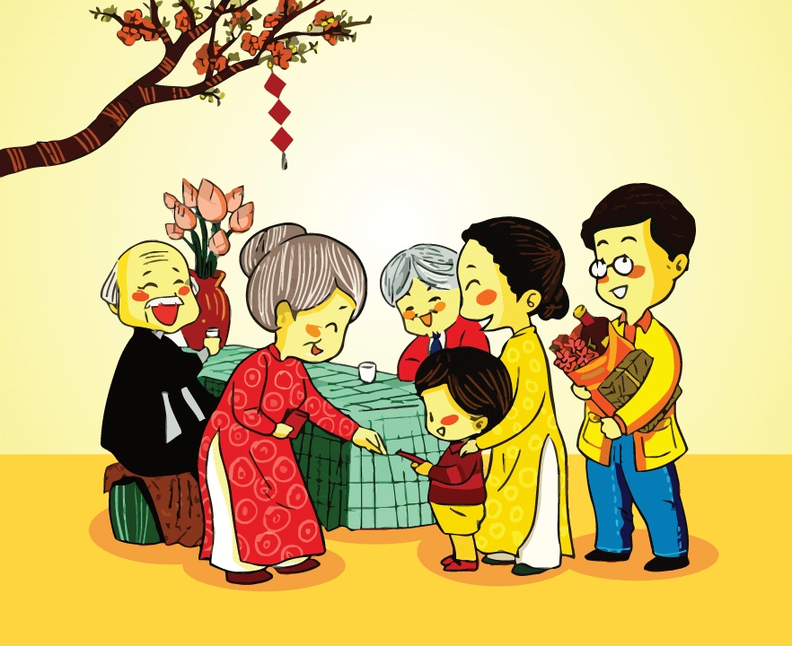 Kết nối thế hệ bằng hình ảnh gia đình 6 người
