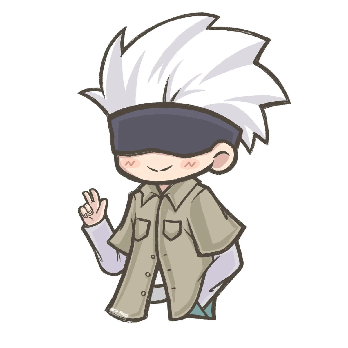 ảnh gojo satoru cute chibi kết hợp nét dễ thương và cá tính