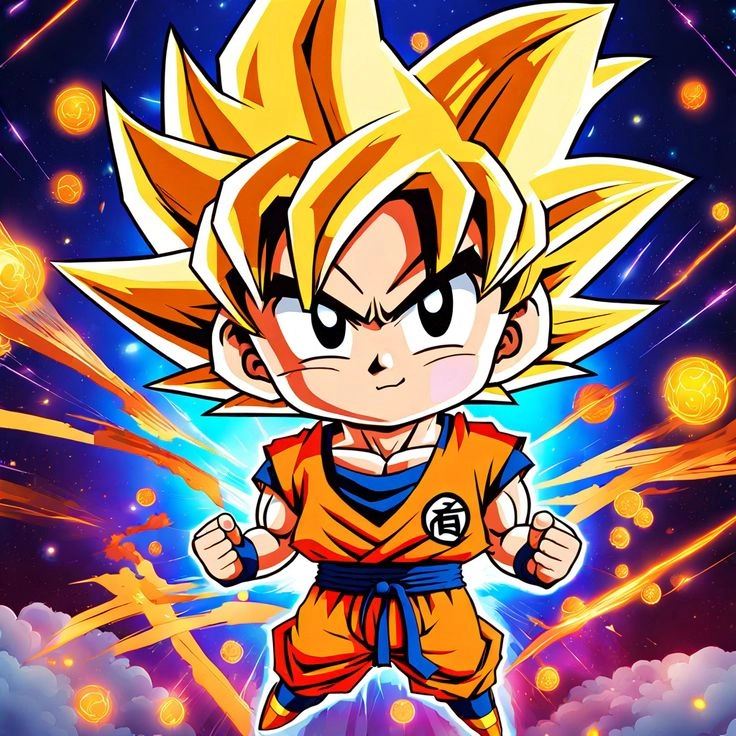Hình ảnh goku còn nhỏ tạo nên sự dễ thương và nổi bật