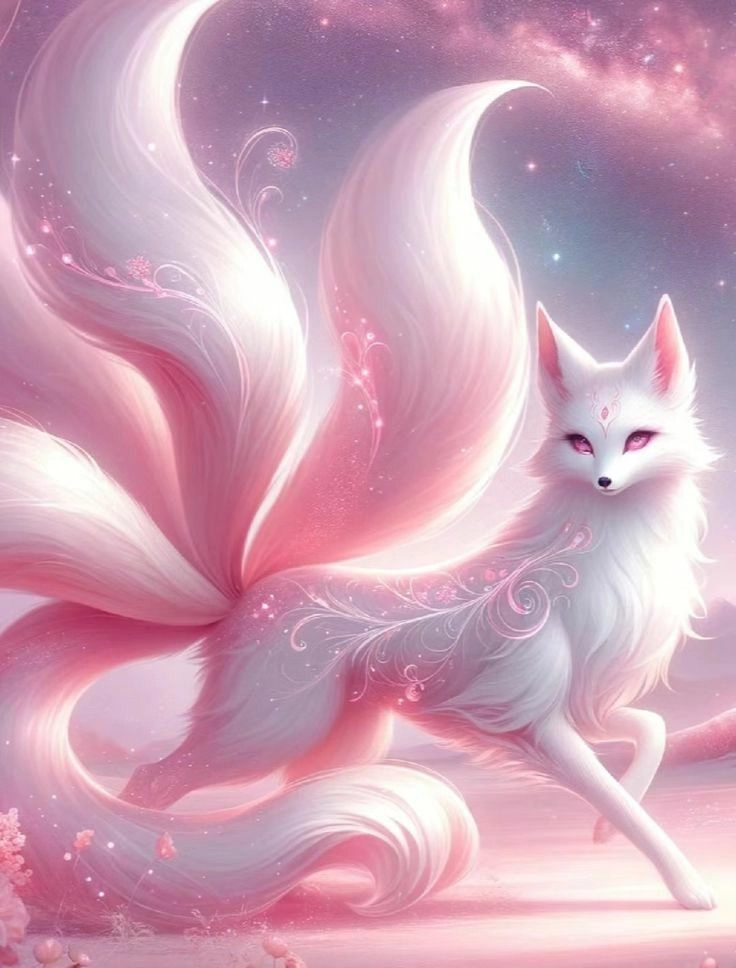 Sự đáng yêu toát lên từ hình ảnh hồ ly 9 đuôi cute
