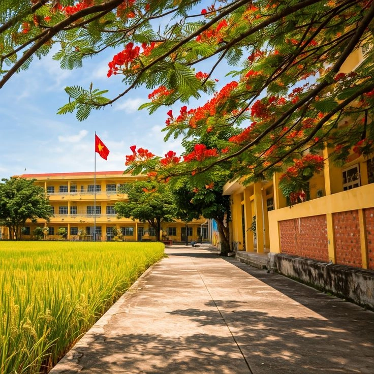 ảnh hoa phượng sân trường sống động đầy ký ức