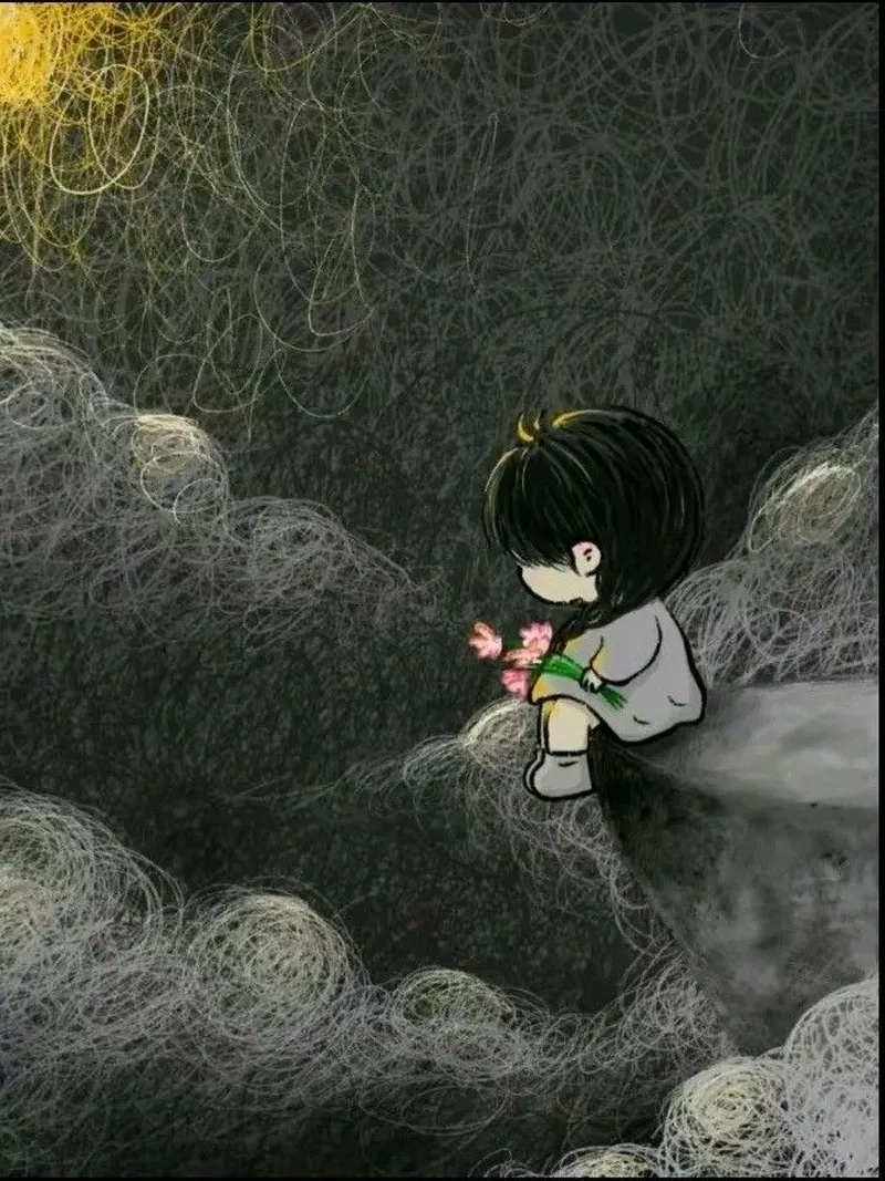 Buồn nhẹ trong hình ảnh buồn mệt mỏi anime