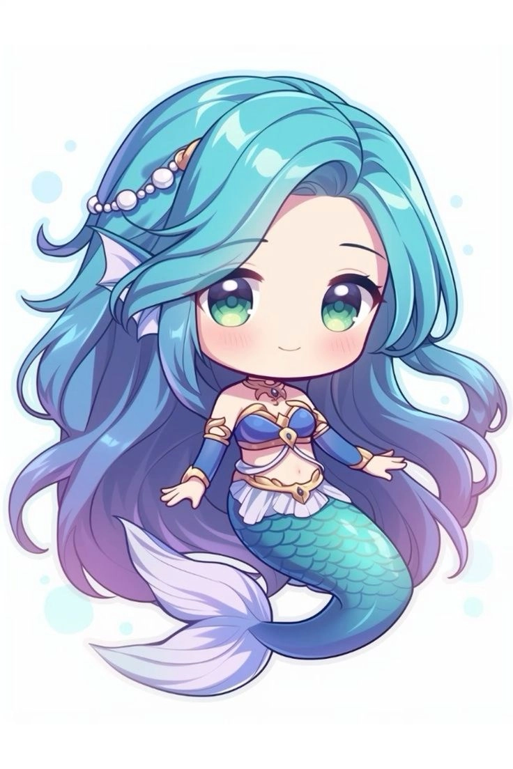 Dễ thương vô cực với hình ảnh nàng tiên cá chibi