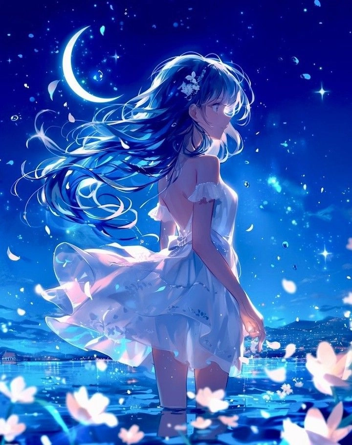 Cùng ngắm ảnh anime tóc xanh dương cực kỳ ấn tượng
