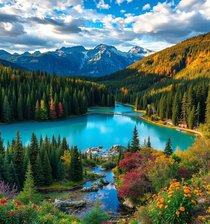 Bình yên chan hòa trong ảnh biển và núi