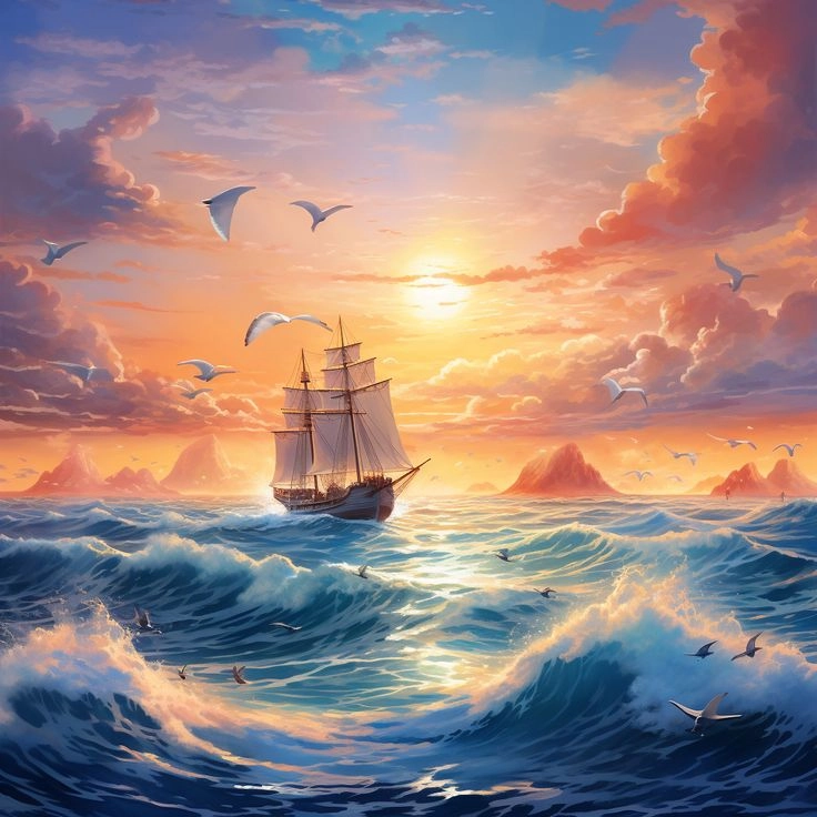 Biển xanh chờ đợi hình ảnh thuyền buồm trên biển