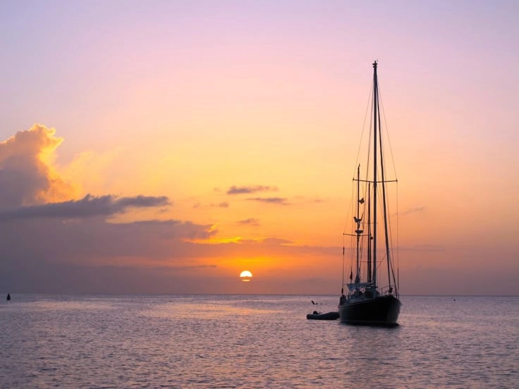 Tinh tế giữa biển khơi ảnh con thuyền