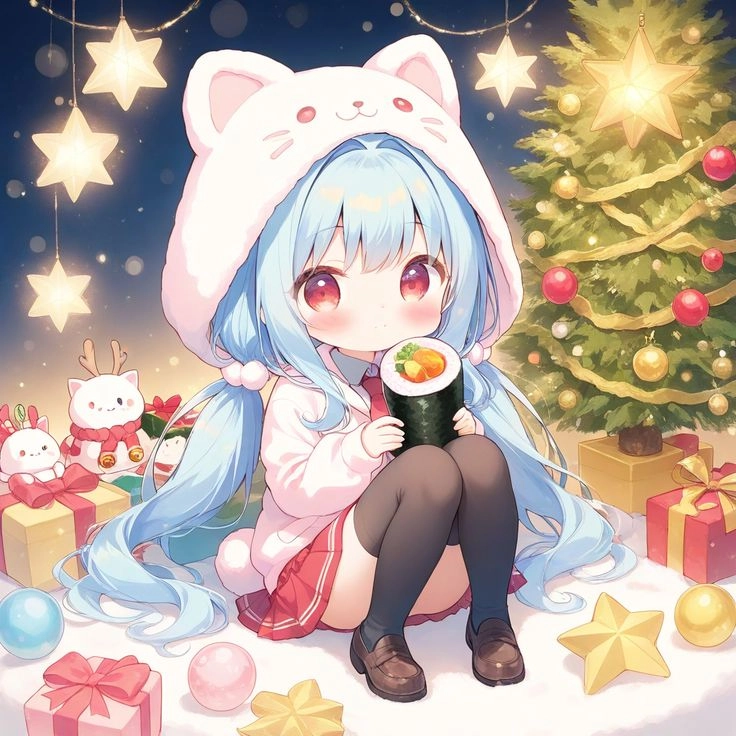 Rạng rỡ mùa đông với cute ảnh anime giáng sinh chibi