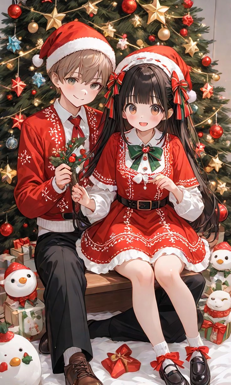 Tình yêu mùa đông qua ảnh cặp đôi anime giáng sinh