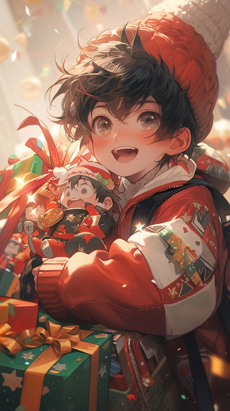 Mang giáng sinh đến gần qua hình nền noel anime