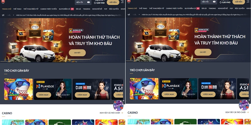 M88 tối ưu giao diện trải nghiệm trên mọi thiết bị