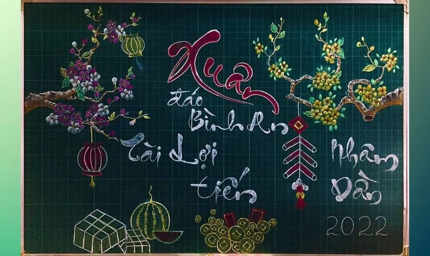 Kinh nghiệm trang trí bảng Tết đơn giản mà nổi bật