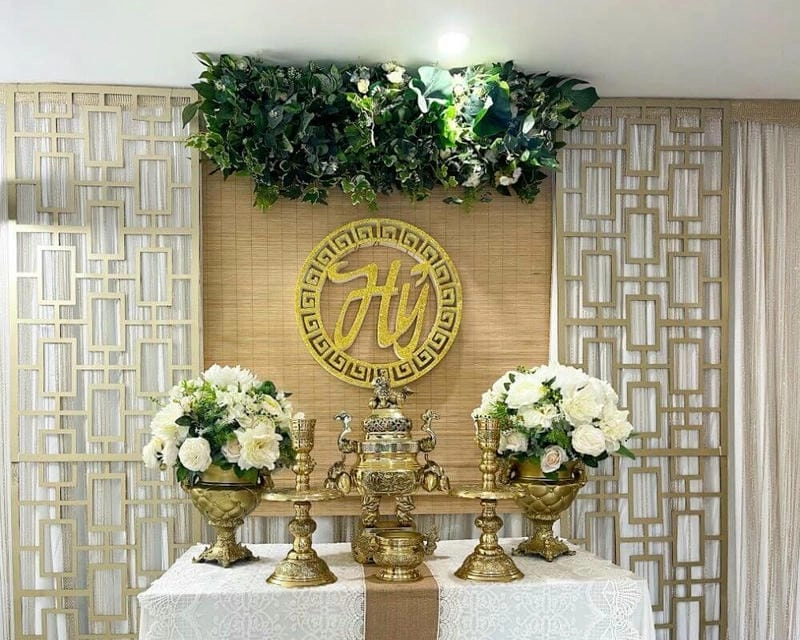 Tư vấn bày biện bàn thờ gia tiên đám cưới đẹp mắt