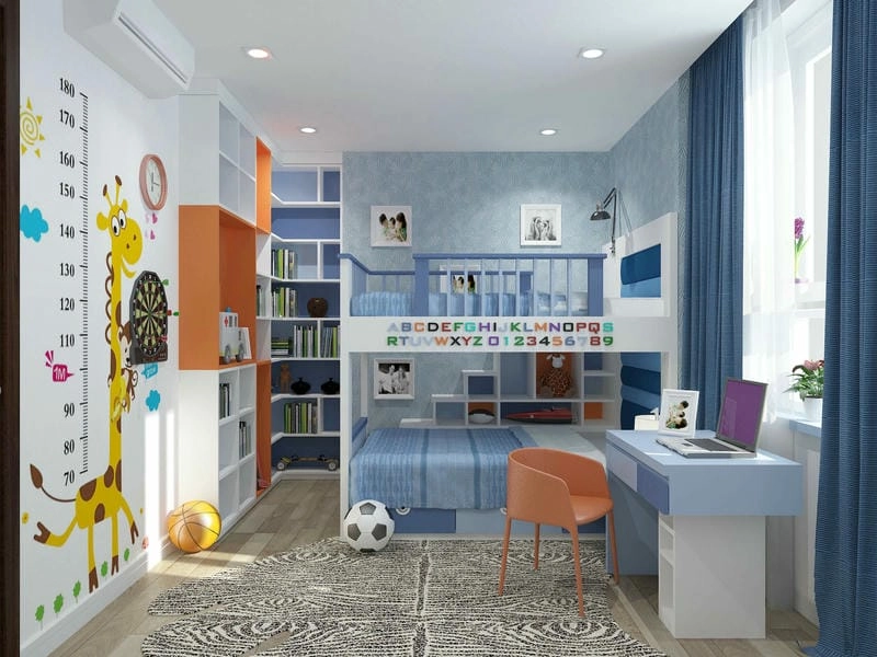 Trang trí trang trí phòng bé trai phòng ngủ ấm cúng và xinh xắn