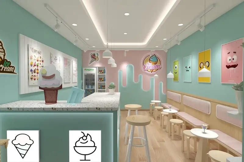 Cách trang trí quán kem giúp không gian sáng tạo