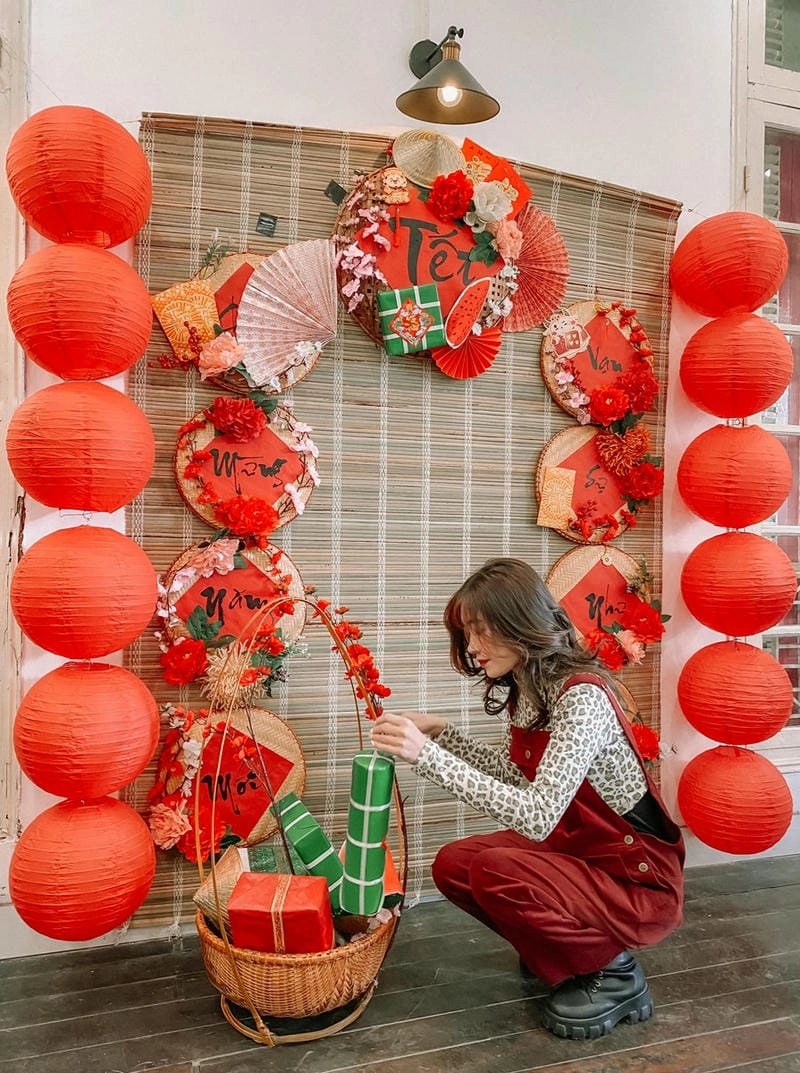 Tuyển chọn ý tưởng trang trí tết bằng mành tre sáng tạo