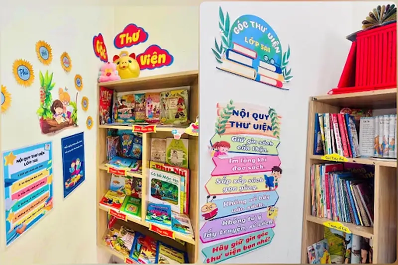 Thiết kế trang trí góc thư viện tiểu học thân thiện và gọn gàng