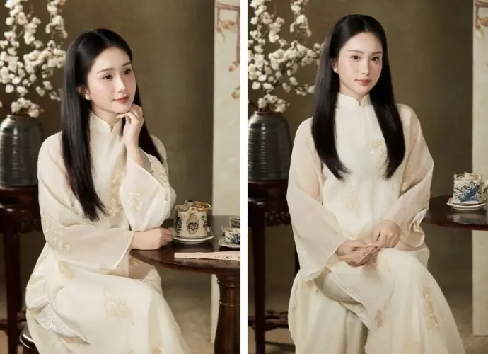 Ảnh gái Việt thướt tha trong tà áo dài truyền thống