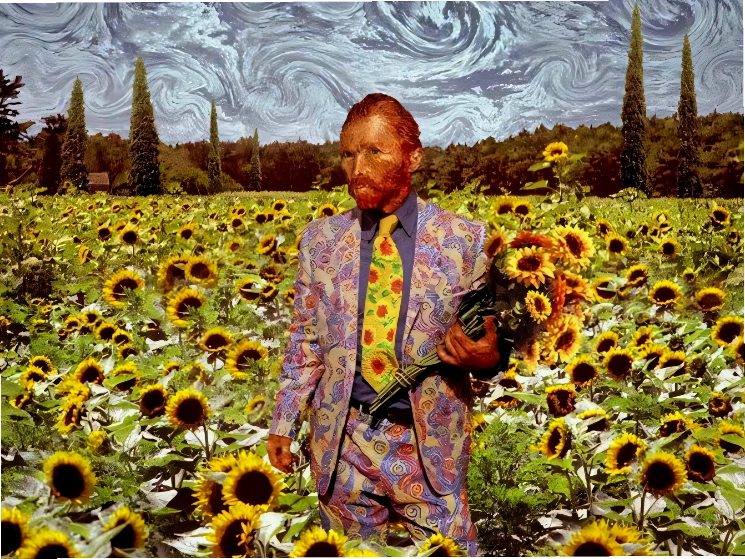 Ảnh hoa hướng dương nghệ thuật theo phong cách Van Gogh