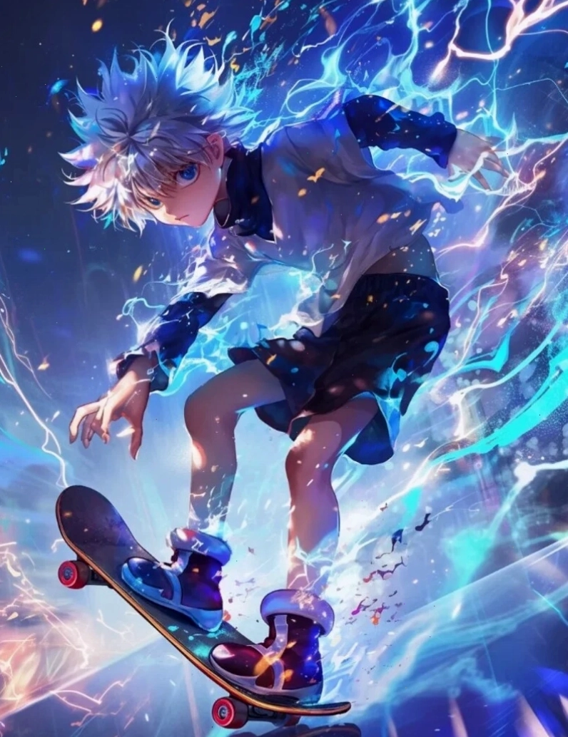 Ảnh Killua anime với biểu cảm lạnh lùng đặc trưng