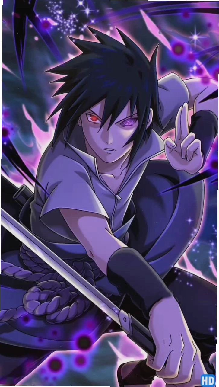 Ảnh nền anime nam Sasuke Uchiha với vẻ mặt lạnh lùng và ánh mắt thể hiện sự quyết tâm